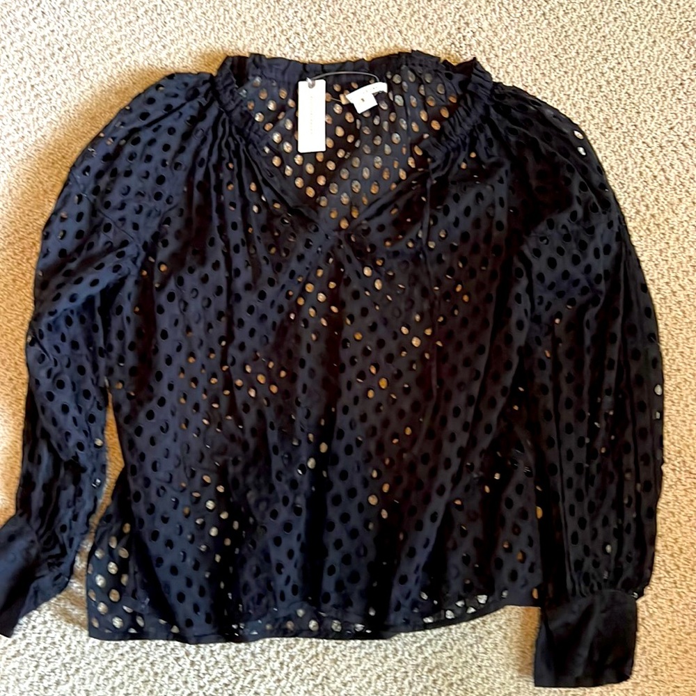 Anthropologie black see through hole shirt